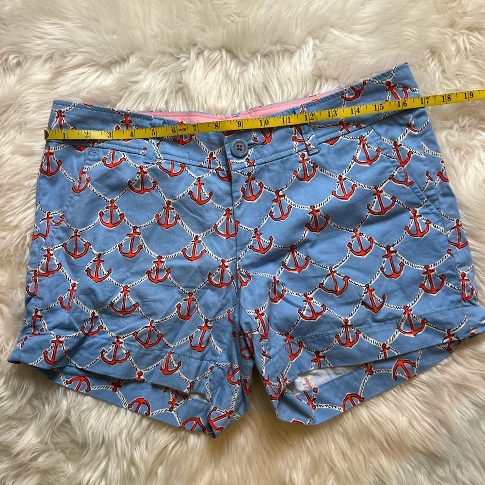 Lilly Pulitzer Womens Callahan Hot Pants Blue Red Anchor Pockets 100% Cotton 4 - Picture 3 of 8